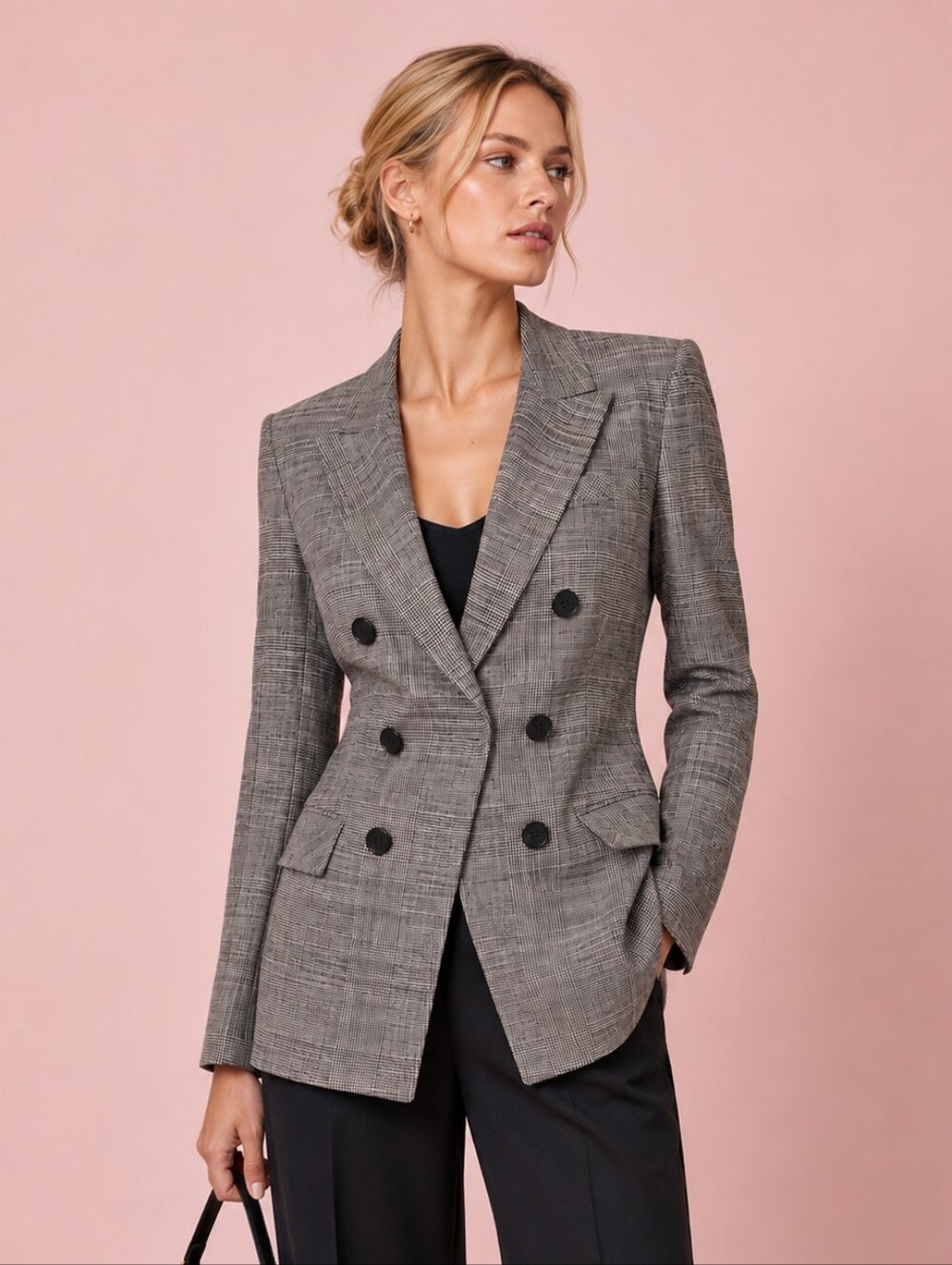 🔥 NWOT Veronica Beard Gray Glen Plaid Double-Breasted Blazer